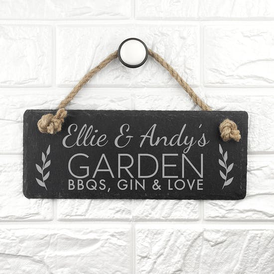 Personalised Garden Slate Hanging Sign