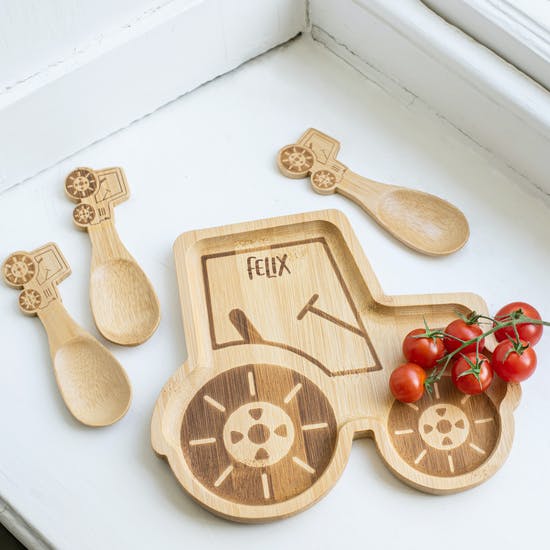 Personalised Tractor Bamboo Plate