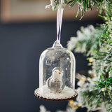 Penguin With Gift Dome Glass Bauble