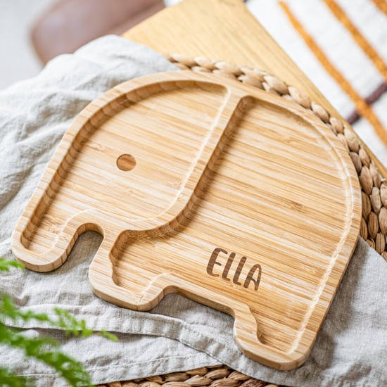 Personalised Bamboo Elephant Plate