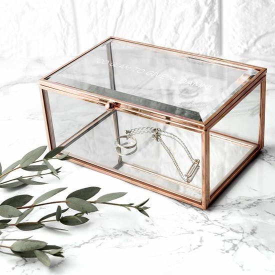 Rose Gold Bevelled Glass Jewellery Box