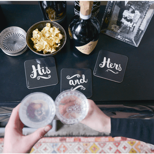 His And Hers Black Coaster Set