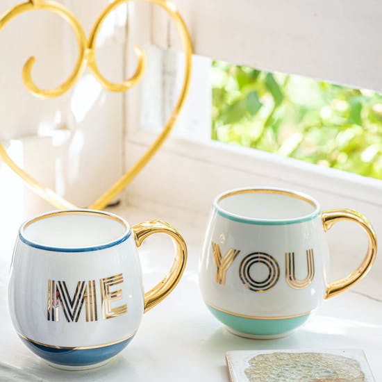 Gift Boxed Pair Of You And Me Mugs