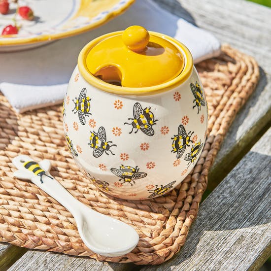 Busy Bee Honey Jar And Spoon