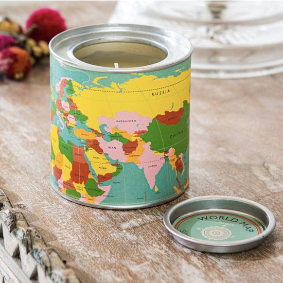 Map Design Scented Candle Tin