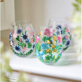 Hand Painted Flower Glass Tumblers