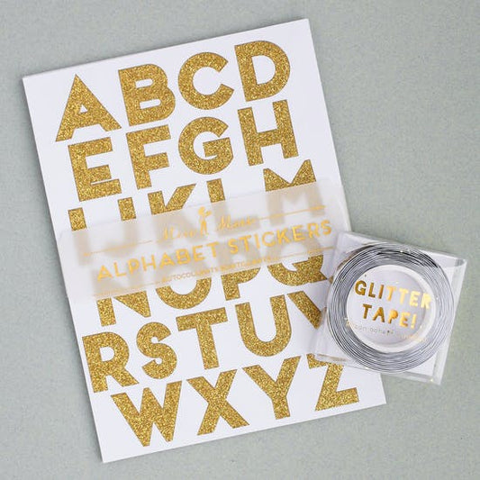 Gold Sparkle Typographic Stickers