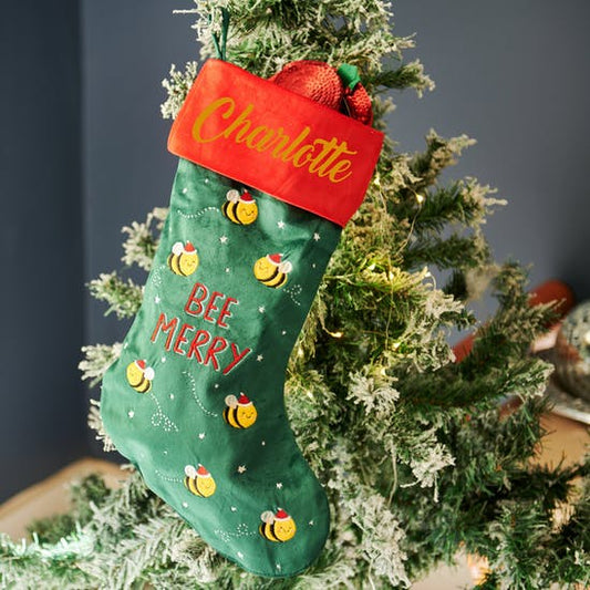 Personalised Bee Merry Stocking