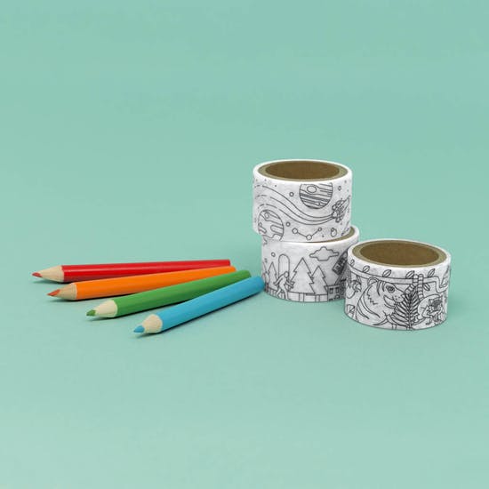 Trio Of Washi Doodle Tape With Colouring Pencils