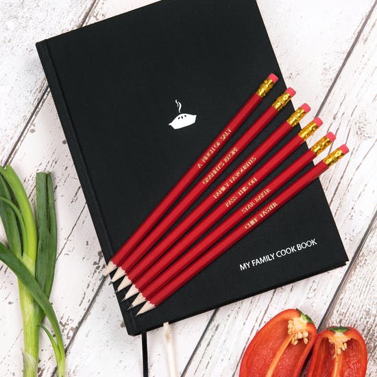 Personalised My Family Cookbook With Pencils