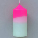 Dip Dye Neon Pillar Candle