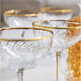 Gold Rimmed Champagne Coupes