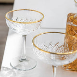 Gold Rimmed Champagne Coupes