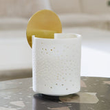 White Porcelain Tealight Holder With Brass Disc