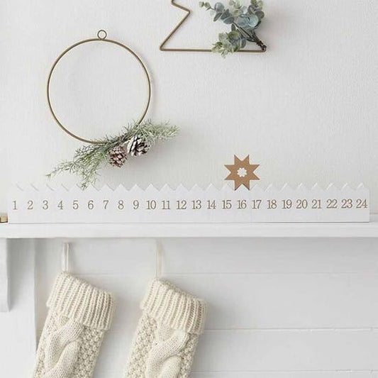 White Countdown Wooden Advent With Star