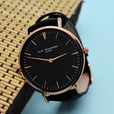 Personalised Black Leather Watch