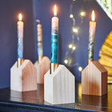 Wooden Christmas House Candle Holder