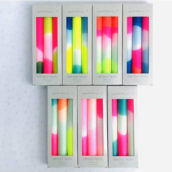 Neon Dip Dyed Dining Candles