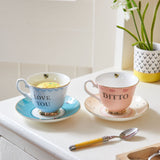 Love You And Ditto Tea Cup And Saucer Set