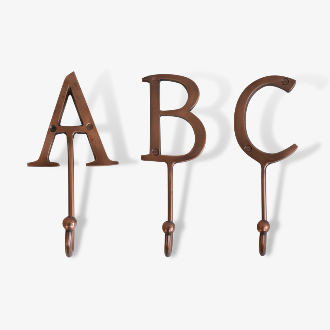 Vintage Style Copper Metal Letter Hook (A-Z)
