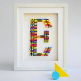 Framed Crayon Letter Art (A-Z Letters)