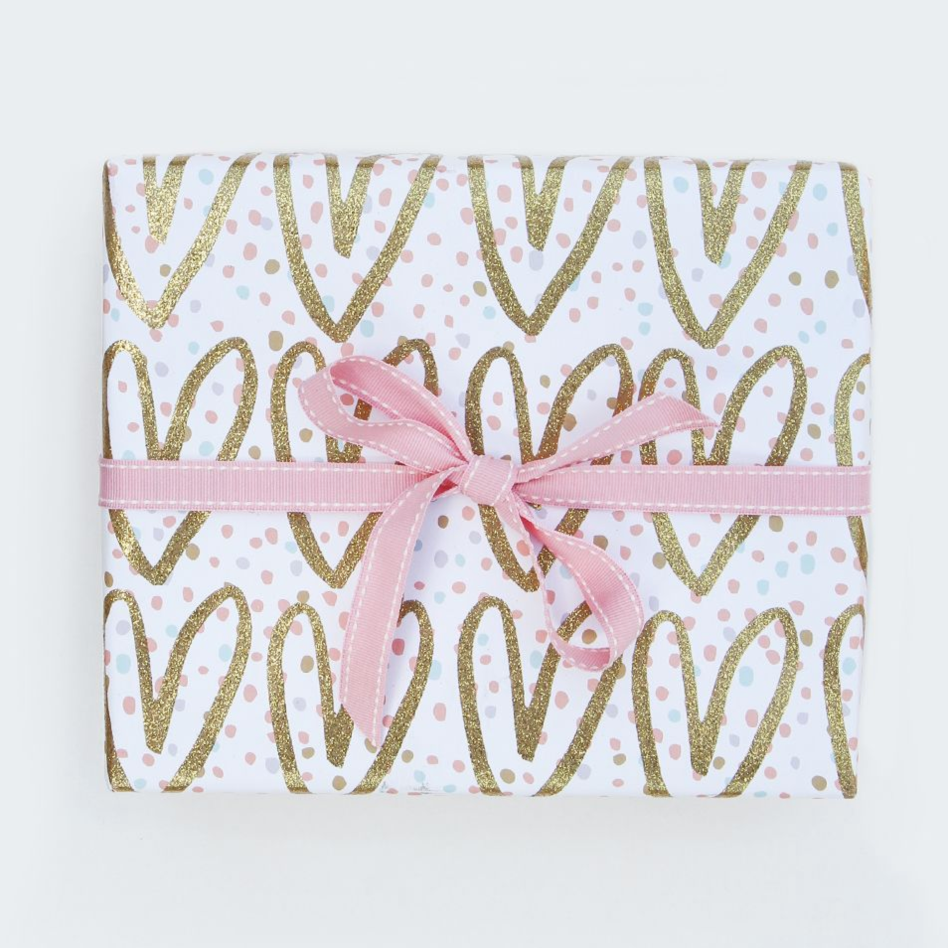Gold Hearts Wrapping Paper, luxury gift wrap by the sheet