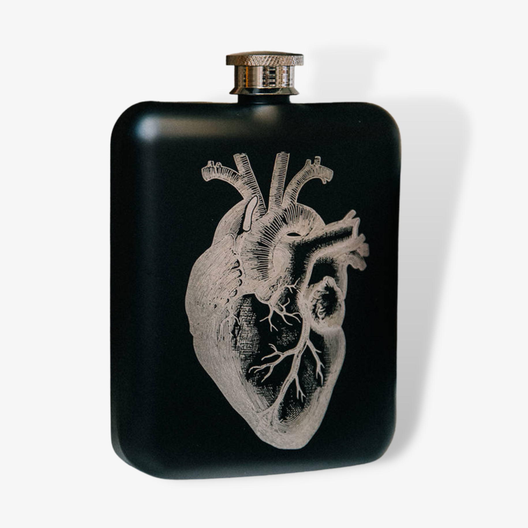 Heart Design Black Hip Flask
