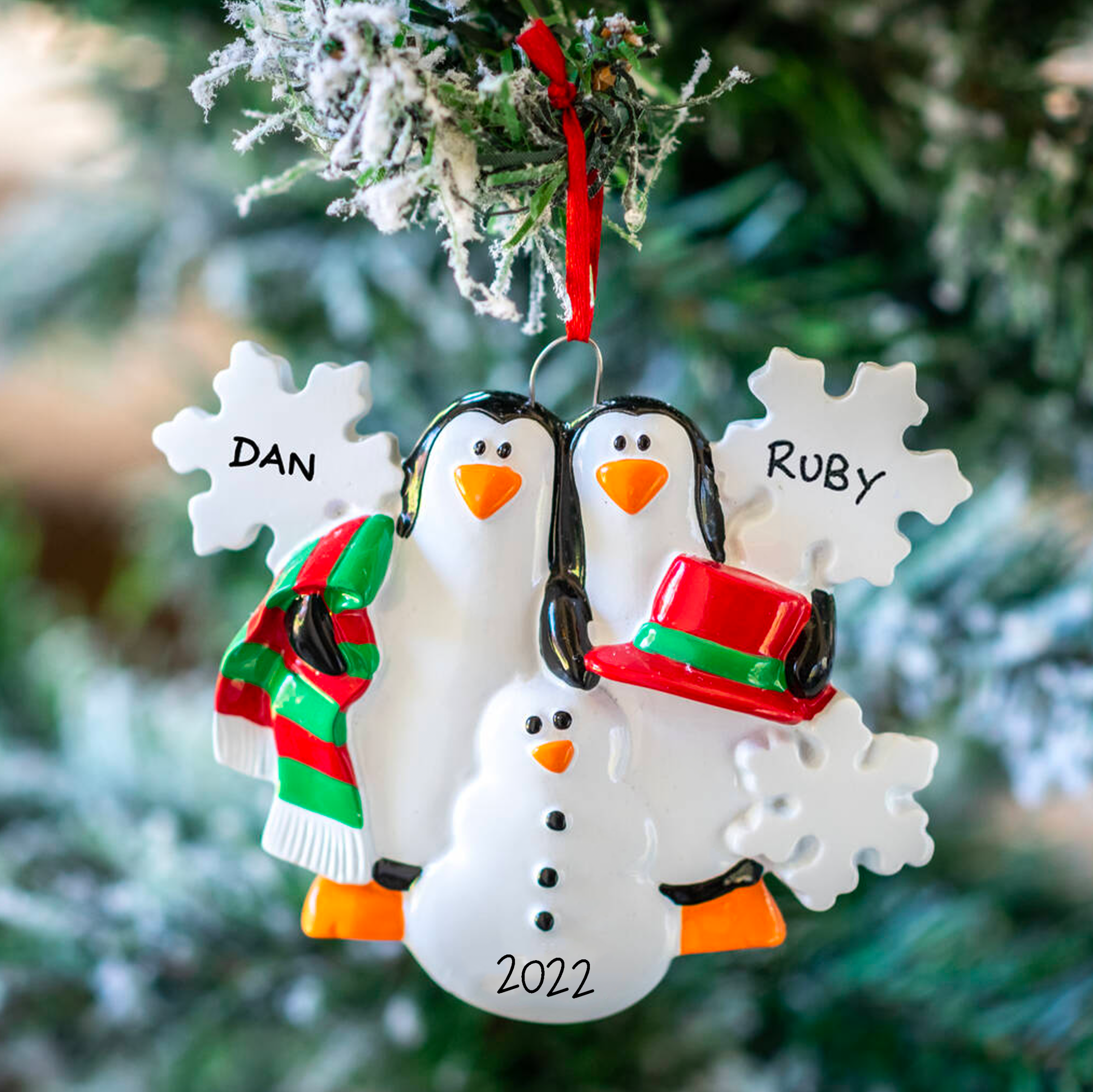 Personalised Christmas Penguin Family Decoration