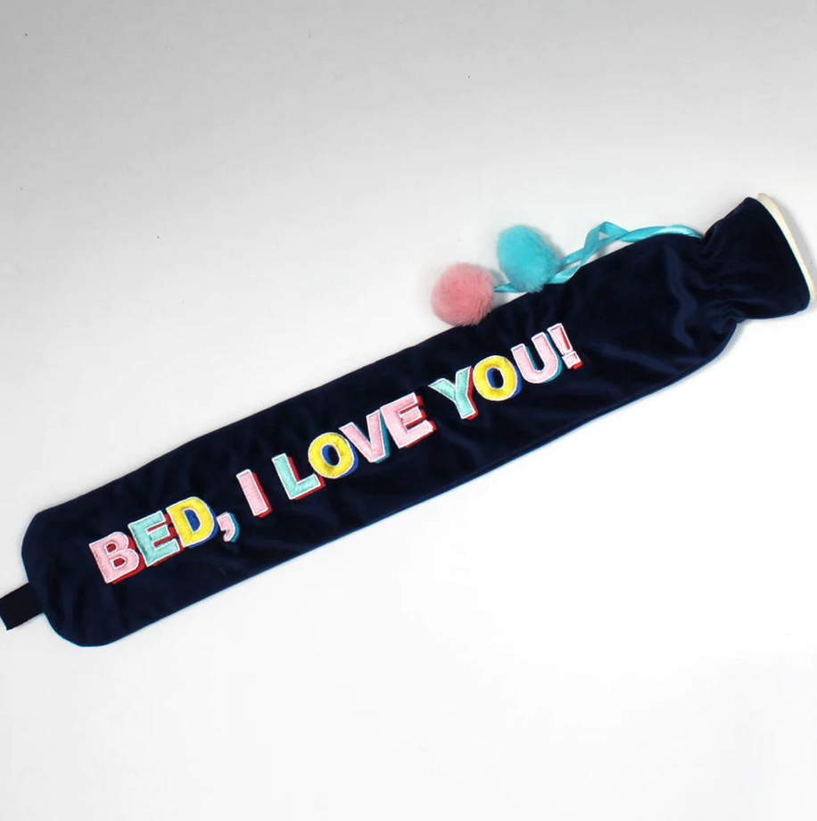 Long Hot Water Bottle 'Bed I Love You'