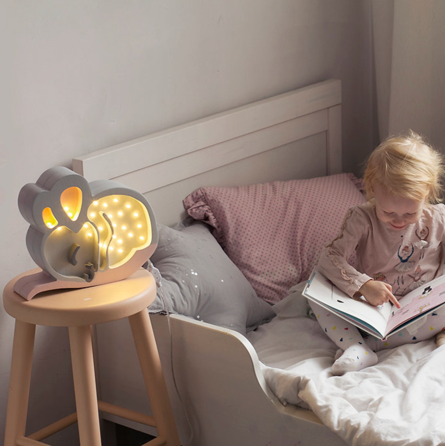 Handmade Wooden Mouse Nursery Lamp