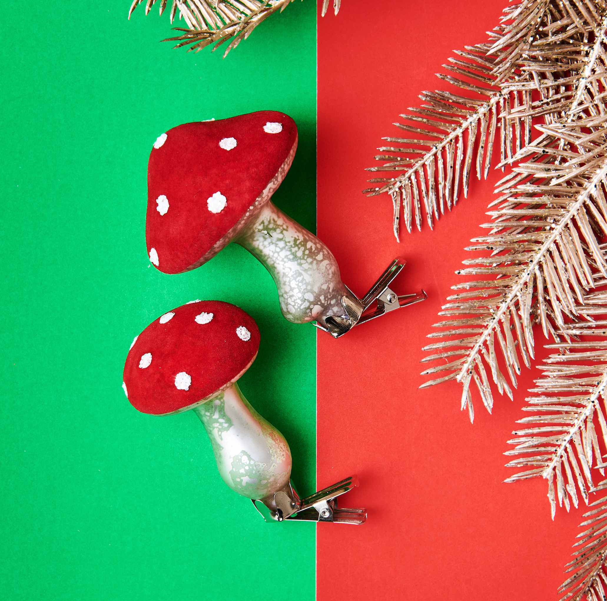 Two Mushroom Decorative Tree Clips