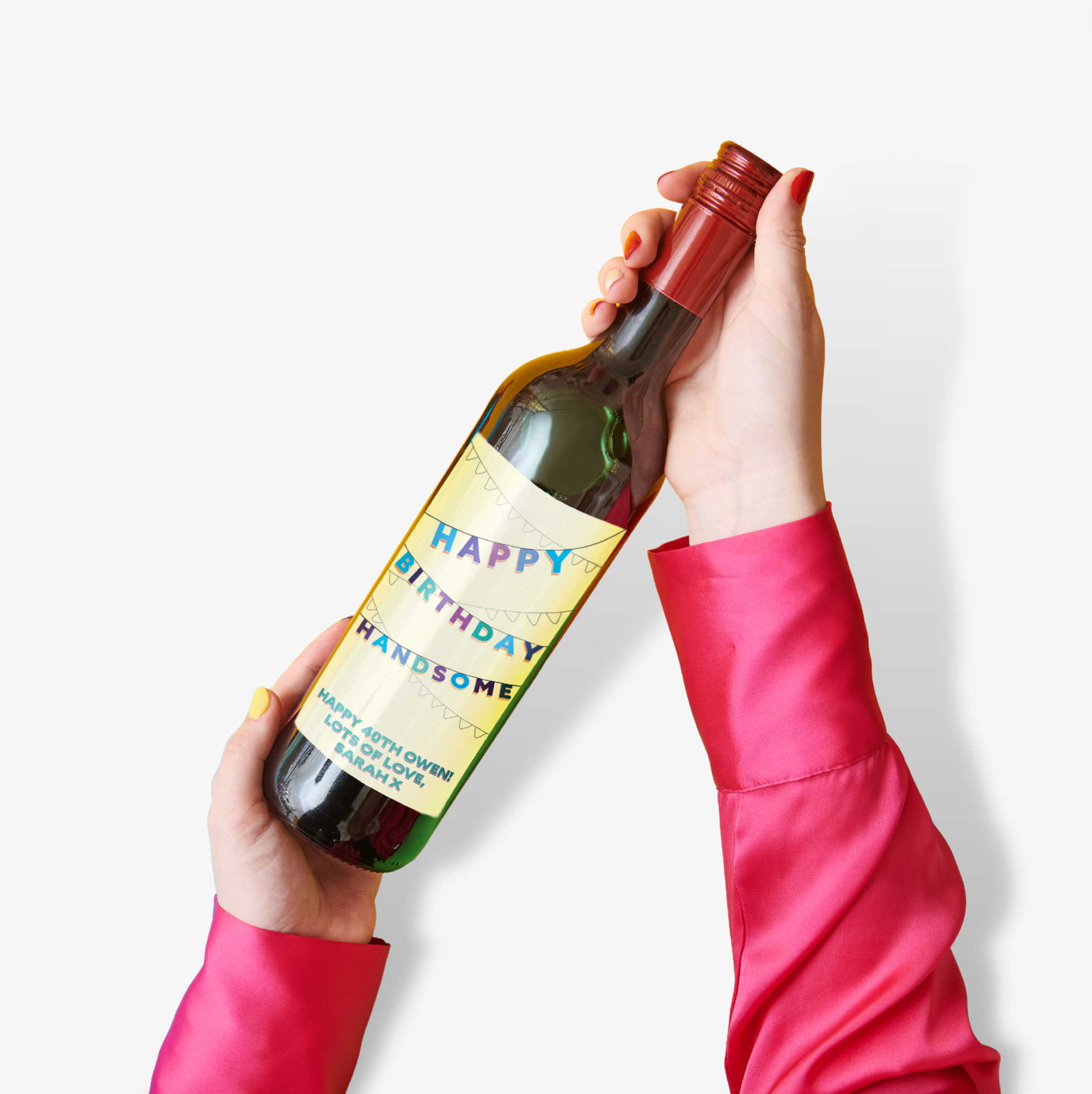 Personalised Happy Birthday Handsome Red Wine