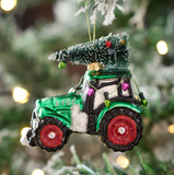 Festive Green Tractor With Tree Bauble