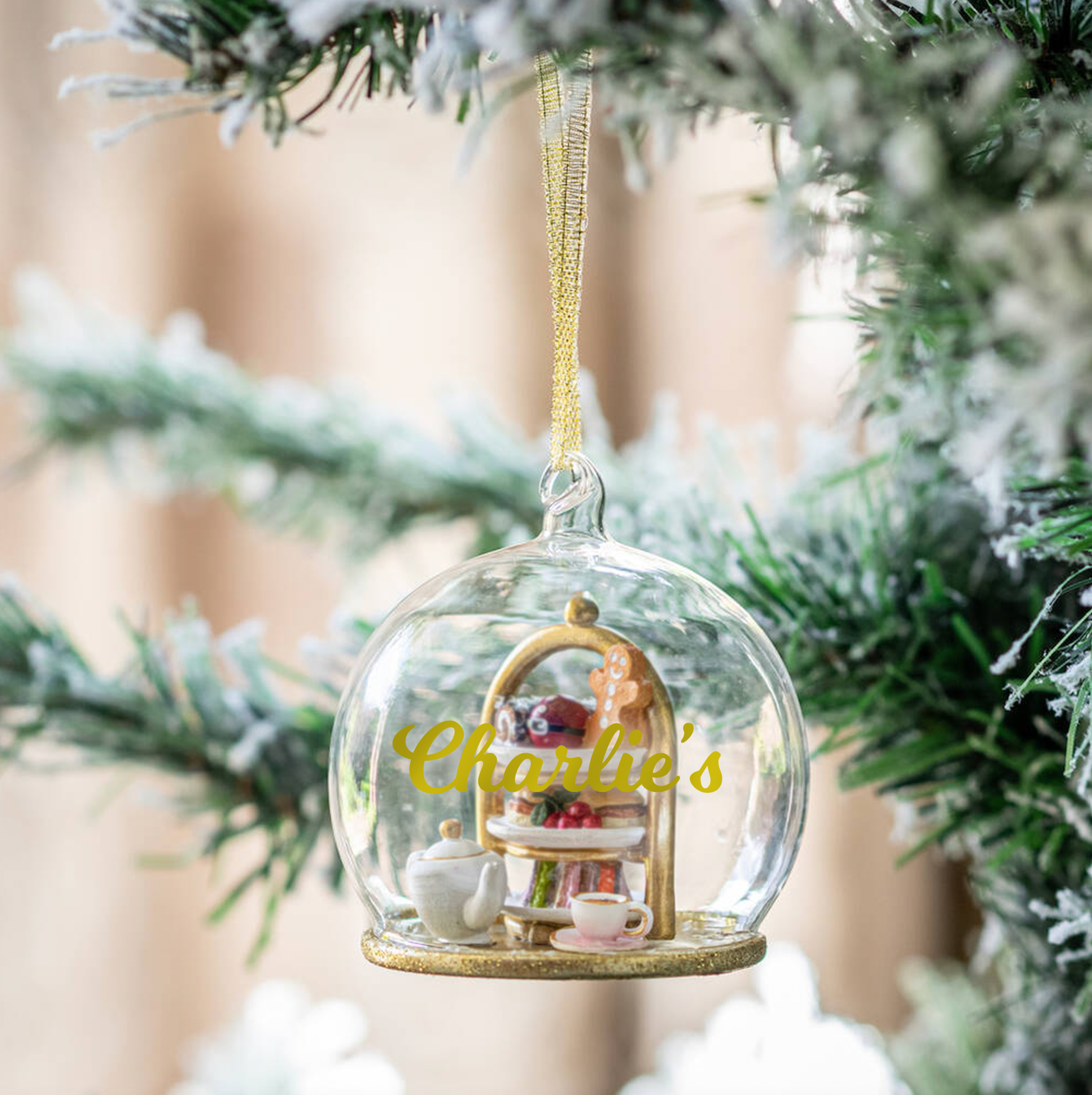 Personalised Christmas Tea Dome Bauble