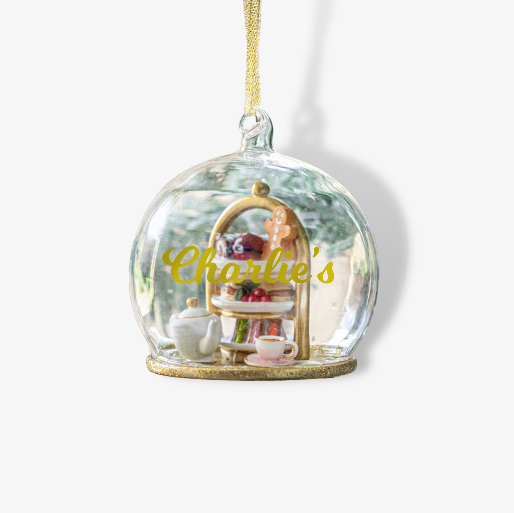 Personalised Christmas Tea Dome Bauble