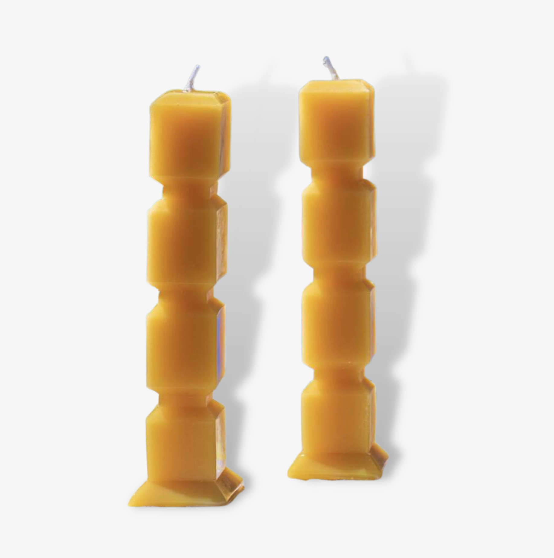 Set Of Two Ochre Cube Candles