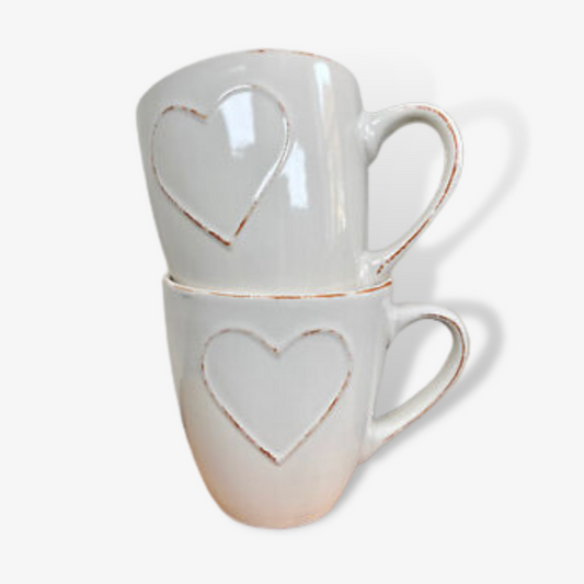 Large Cream Heart Mug