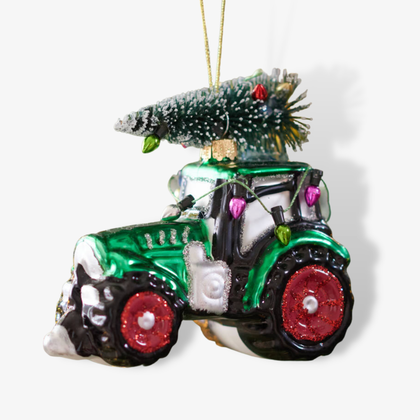 Festive Green Tractor With Tree Bauble