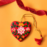 Hand Painted Kashmiri Wooden Heart Decoration