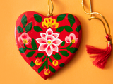 Hand Painted Kashmiri Wooden Heart Decoration
