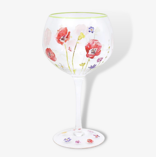 Poppy Field Hand Painted Gin Glasses