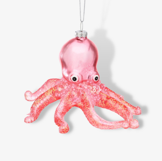 Pink Glitter Octopus Shaped Bauble
