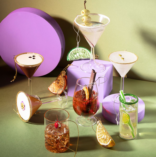 Set Of Three Martini Cocktail Bauble