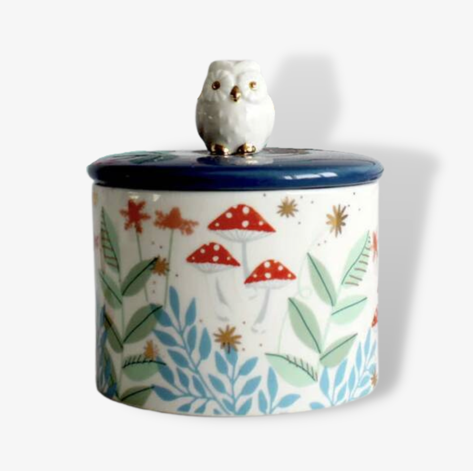 Porcelain Secret Garden Owl Jar