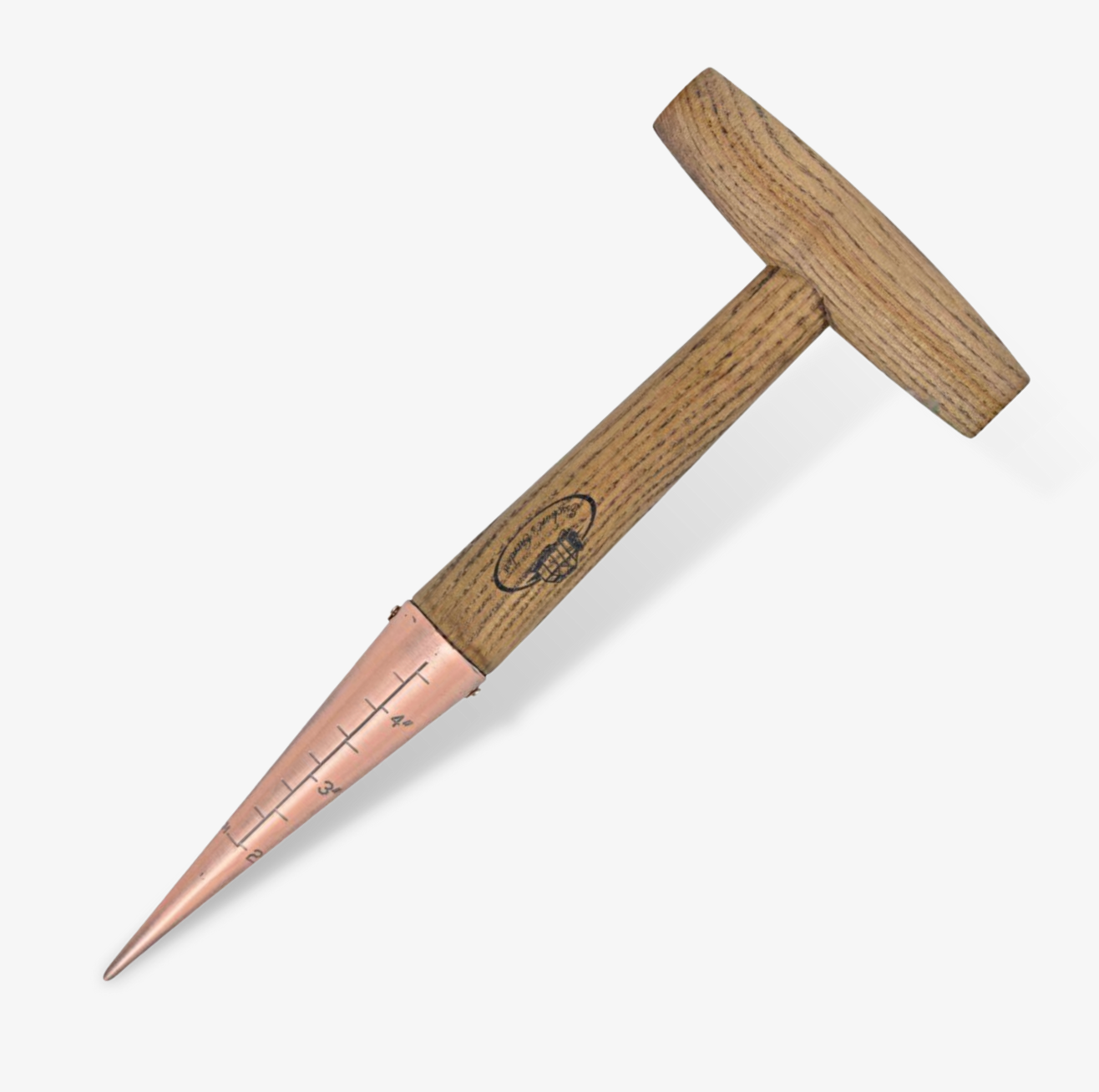 Copper And Wood Garden Dibber With Guide