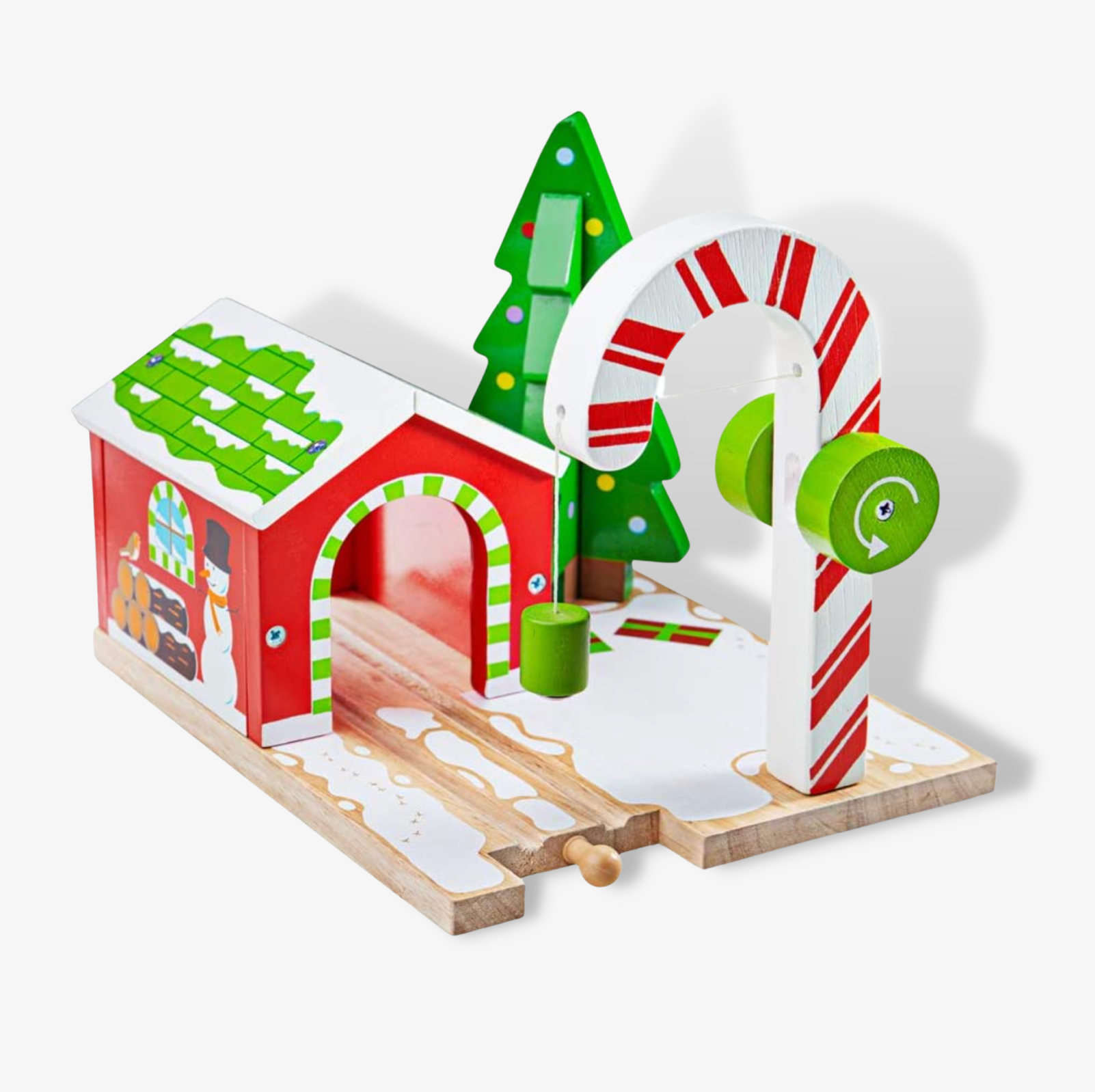 Christmas Candy Cane Tunnel and Santa Wooden Train Accessories