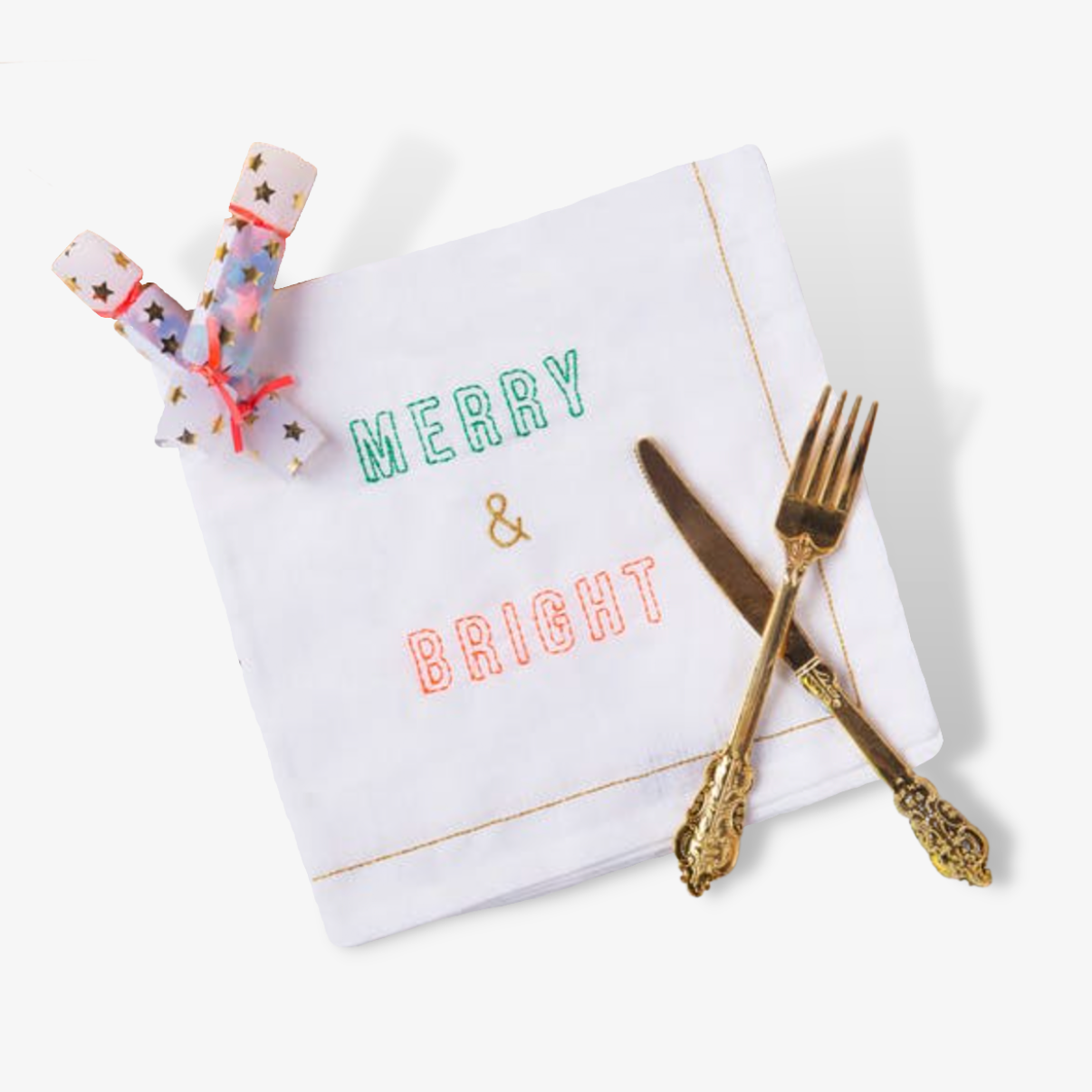 Christmas Linen Napkin With Embroidery