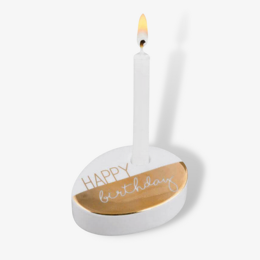 Happy Birthday Porcelain Candle Holder