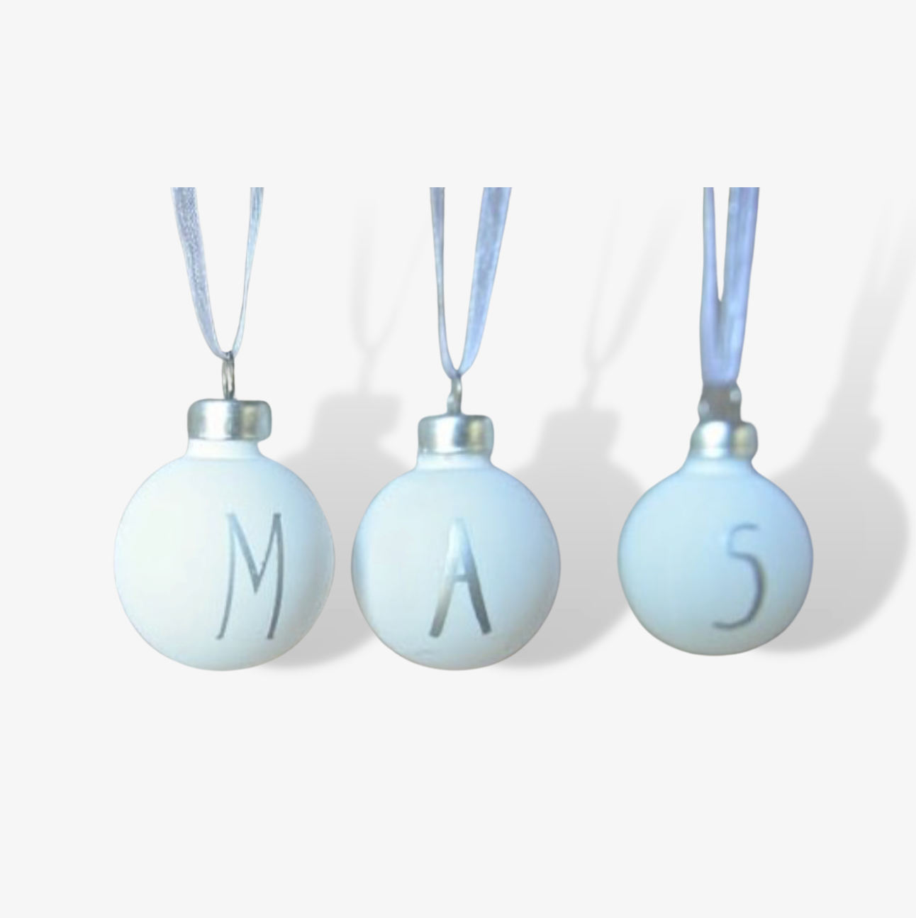 White 'Merry Xmas' Mini Bauble Set