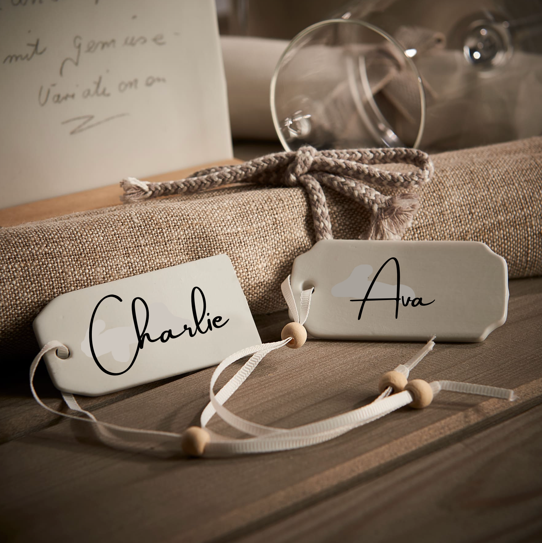 Personalised Ceramic Tag With Ribbon